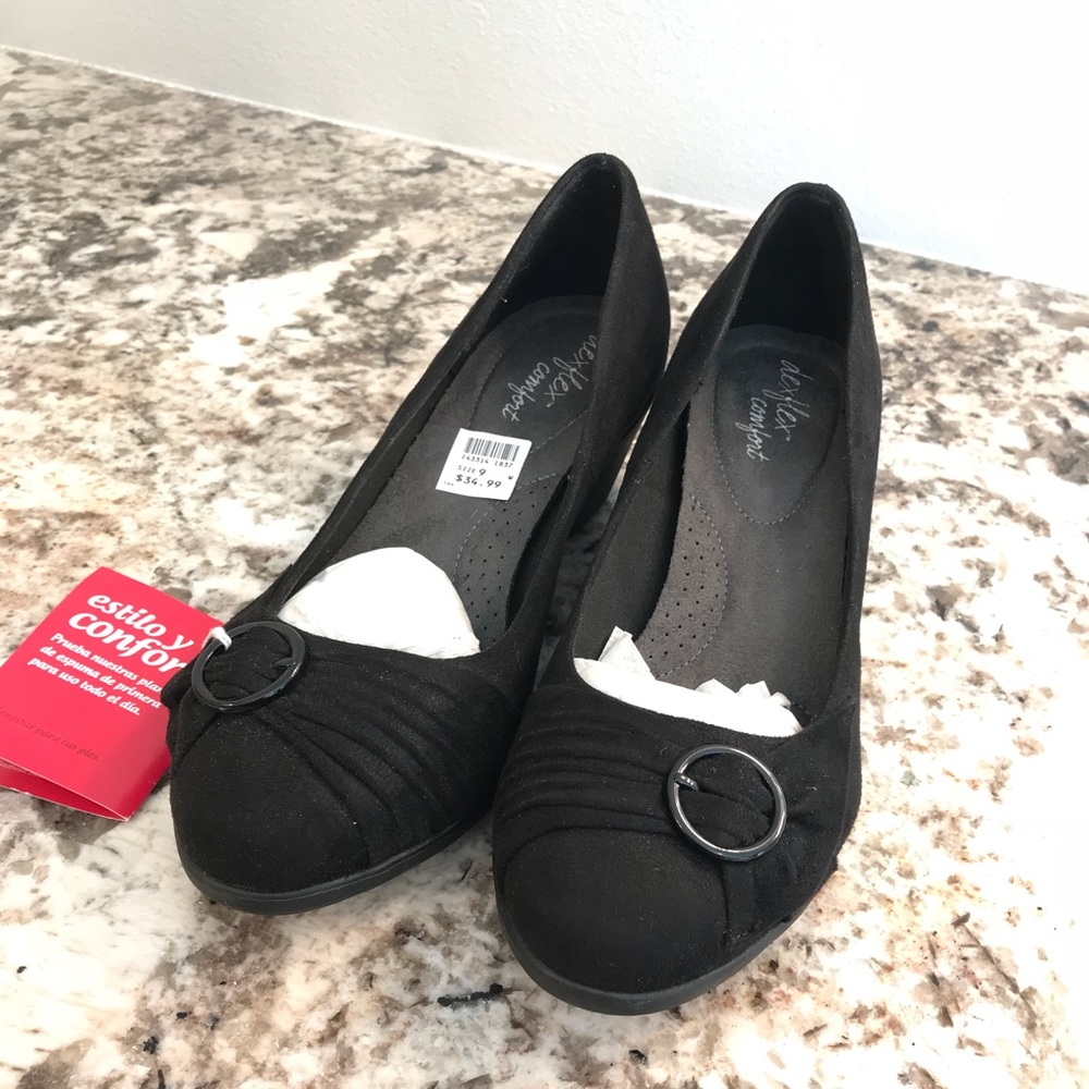 Dexflex comfort plus black wedges NWT